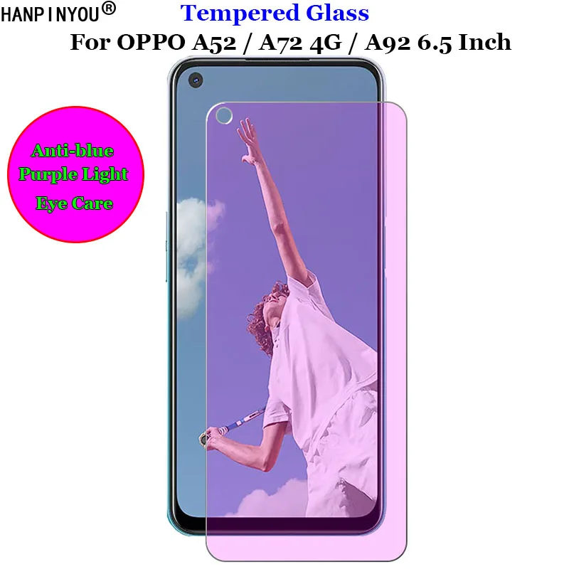 

Для OPPO A52 / A72 4G / A92 защита от синего фиолетового светильник Уход за глазами закаленное стекло 9H 2.5D Премиум Защита для экрана Защитная пленка