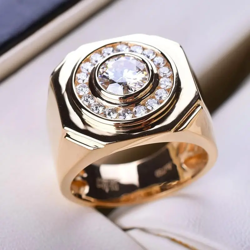 

Diamond Love Us Imported Moissanite Ring Men's 18K Platinum Gold Diamond Ring D Color Thick Wide Version Domineering Man's Ring