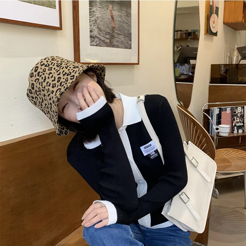

K148 Women's Hat Leopard Stripes Panama 2021 Women's Bucket Hat Bob Women's Summer Hat Face Cap Hot Girl Fashion Girl Sun Visor