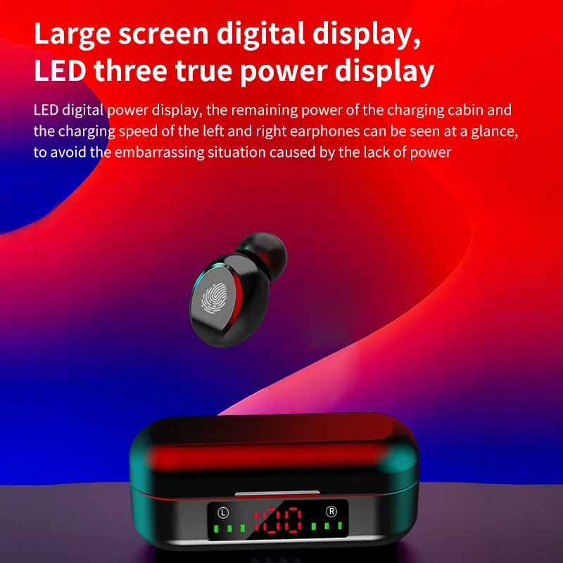 V8 TWS Wireless Earphones Bluetooth 5.0 Headset Mini Stereo Headphones Touch Control Sports Earbud With LED Digital Display New |