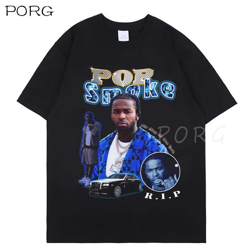 Модная черная футболка Pop Smoke уличная в стиле хип хоп мужские повседневные топы RIP