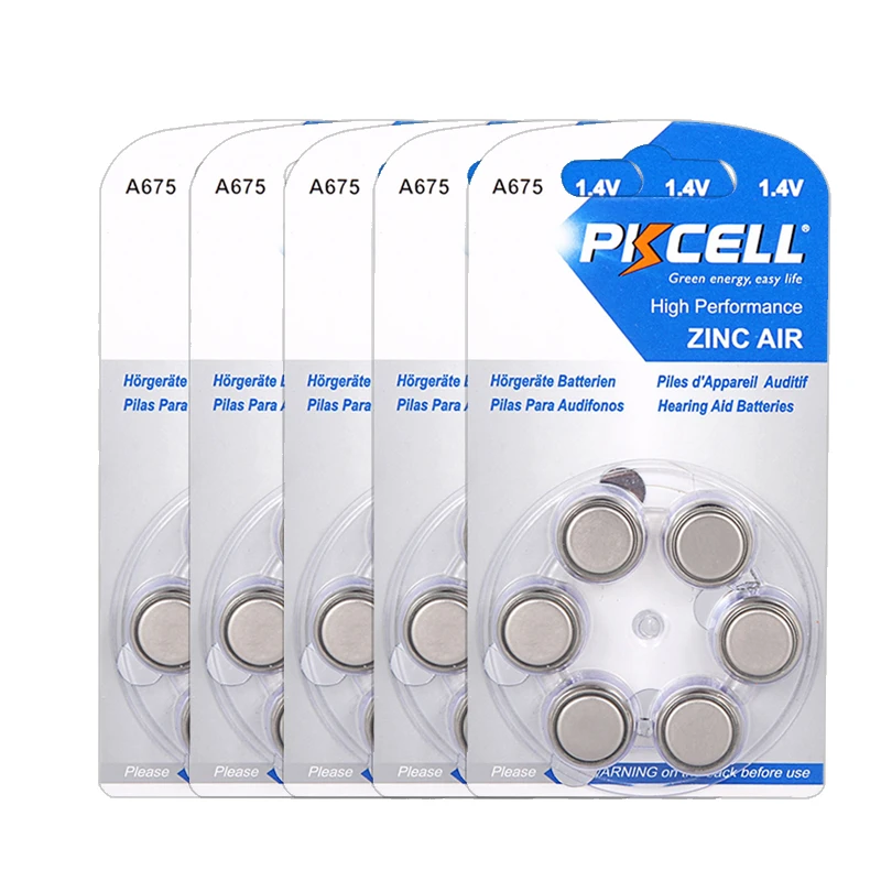 30 шт. аккумуляторы для слуховых аппаратов PKCELL 1 4 В Zinc Air A675 675A ZA675 675 PR44 (количество 5