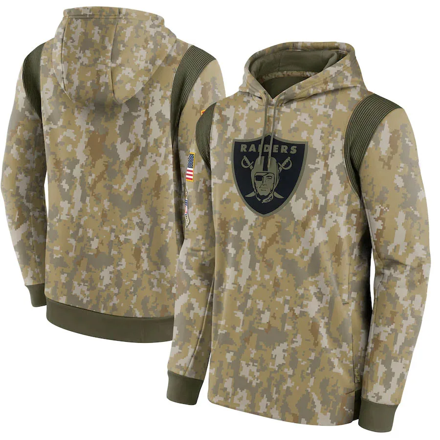 

New camouflage Las Vegas Men Sweatshirt Raiders 2021 Salute To Service Therma Performance Pullover Oversized Hoodie Olive Camo