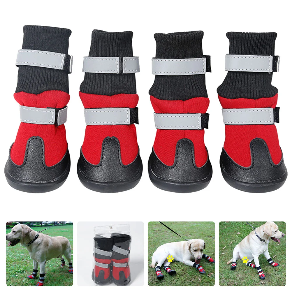 

4Pcs Outdoor Pet Shoes Pet Dog Protective Shoes Long Tube Winter Warm Shoes