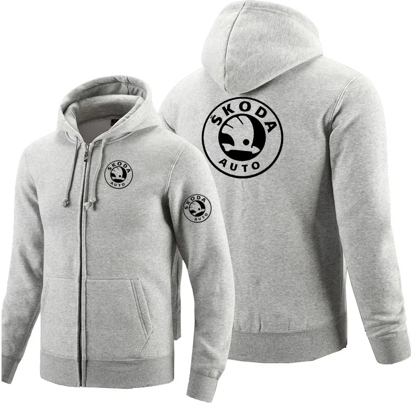 

2021 Zipper Hoodies Skoda logo Printed Hoodie Fleece Long Sleeve Man's zipper Jacket Sweatshirt