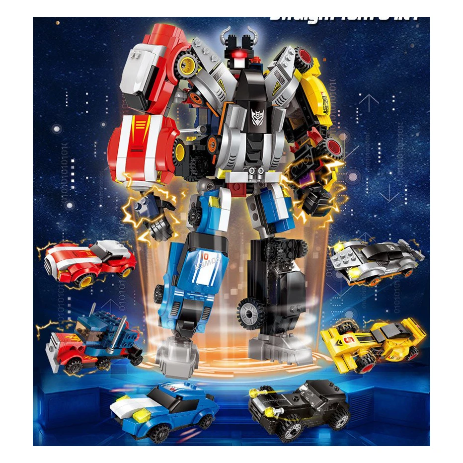 

1409 518 pcs Transformation 6 in 1 Series Robot Bricks City Deformation Rrobot Children's Educational Building Blocks Toys Gifts