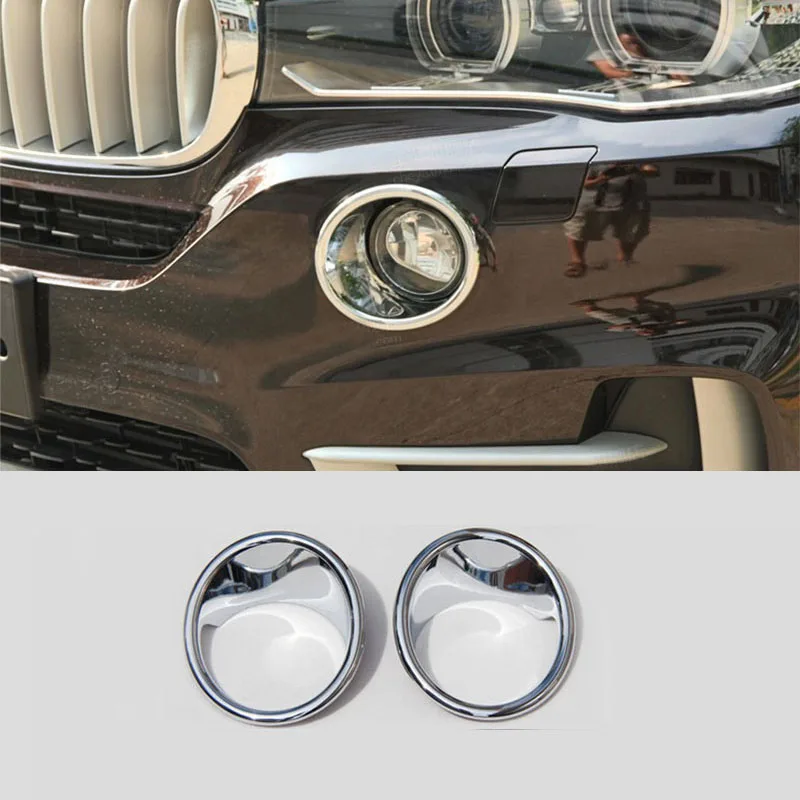 

For BMW X5 F15 2014-2018 2PCS Plating Car Front Fog Light Lamp Cover Ring Decorate Trim