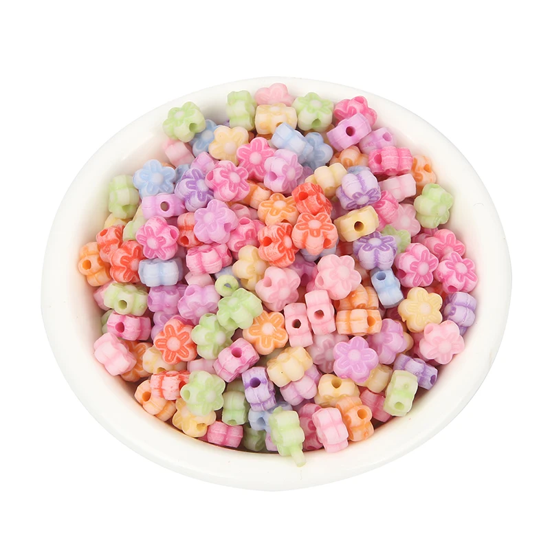 100Pcs Mixed Flowers Acrylic Beads 7x4mm For Jewellery Marking Loose Spacer Bracelet Necklace Charm Jewelry Finding | Украшения и