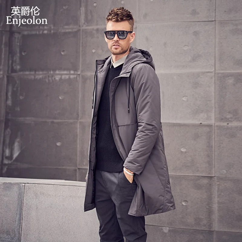 Брендовая Зимняя Толстая длинная куртка Enjeolon пальто мужское длинное толстовки