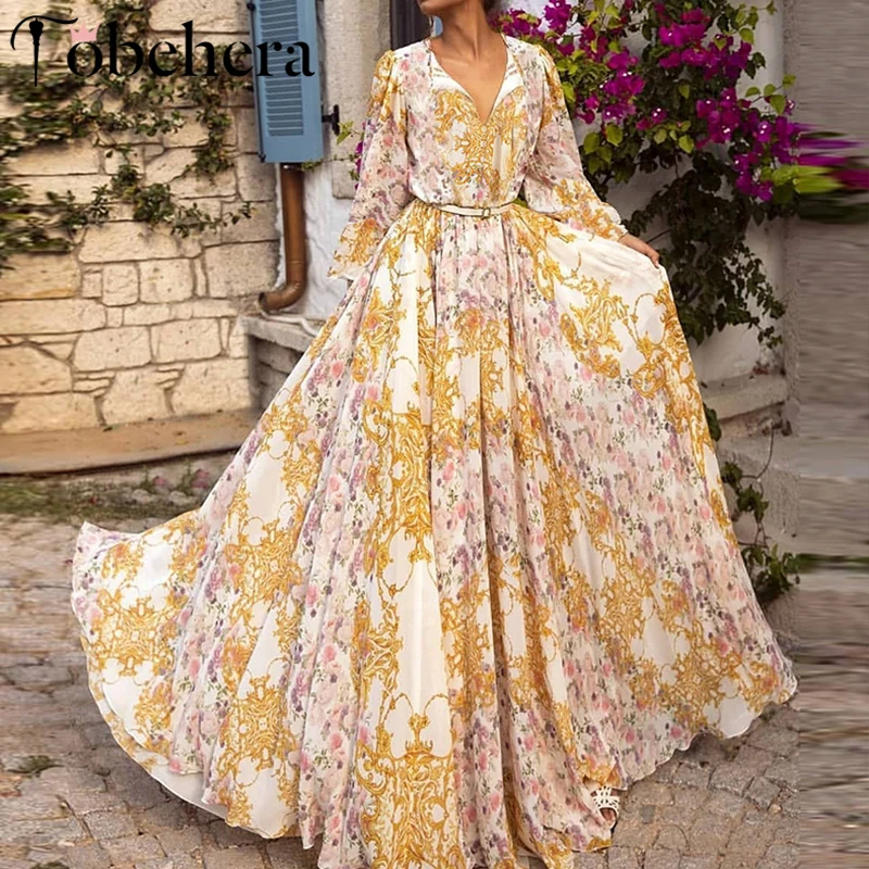 Glamaker Женское Платье макси с цветочным принтом пейсли летнее Элегантное