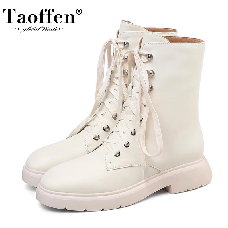 

TAOFFEN New Women Ankle Boots Women Shoes Woman Platform Thick Heel Shoes Winter Boots Women Footwear Size 34-42