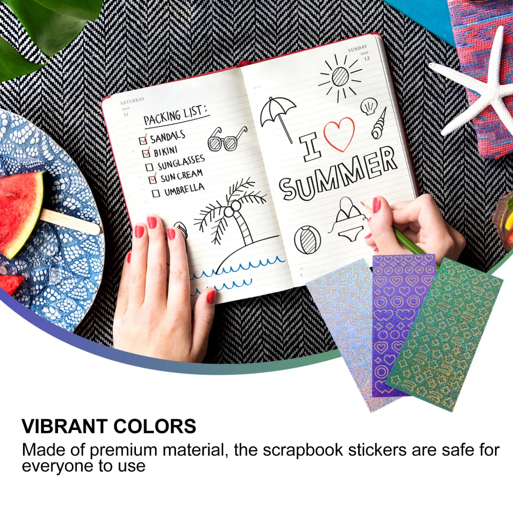 

3 Sheets Decorative Scrapbook Stickers DIY Crafting Sticker Note Sticker Random Type