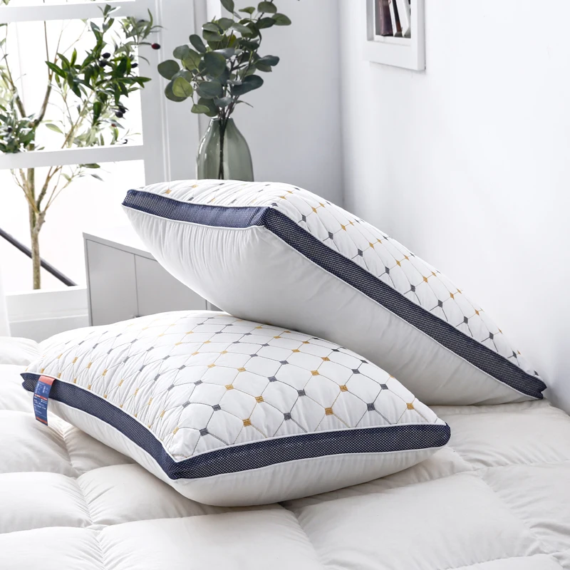 Premium Bed Pillow Top Quality Brand Design Soft White Goose Down for Neck Protection Cotton Cover | Дом и сад