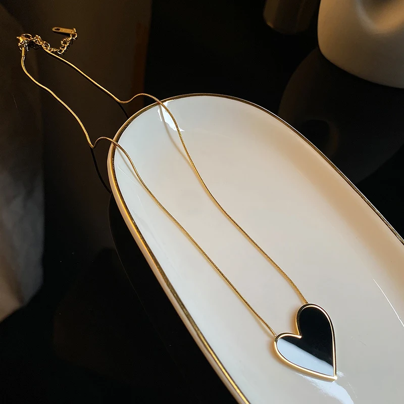 

YAOLOGE 316L Stainless Steel New Heart Enamel Necklace For Women 2021 Trend Party Gift Fashion Jewelry Wholesale collares mujer