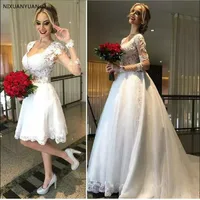 Vestido de Noiva 2 em 1 Cheap Princess Ball Gown 2 in 1 Wedding Dress 2022 Detachable Train Wedding Bridal Gowns Robe de Mariee