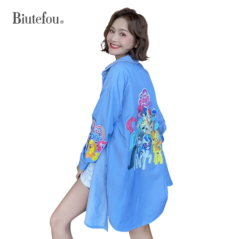 2020 Autumn denim long shirts women fashion beading new arrival | Женская одежда