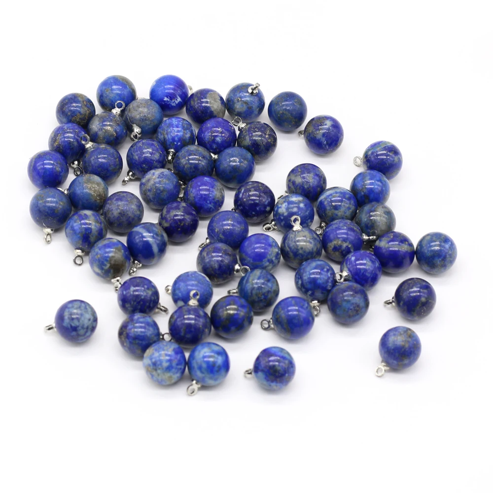 

Natural Semi-precious Stones Lapis Lazuli Round Spherical Boutique Pendant Making DIY Fashion Charm Necklace Jewelry 5pcs