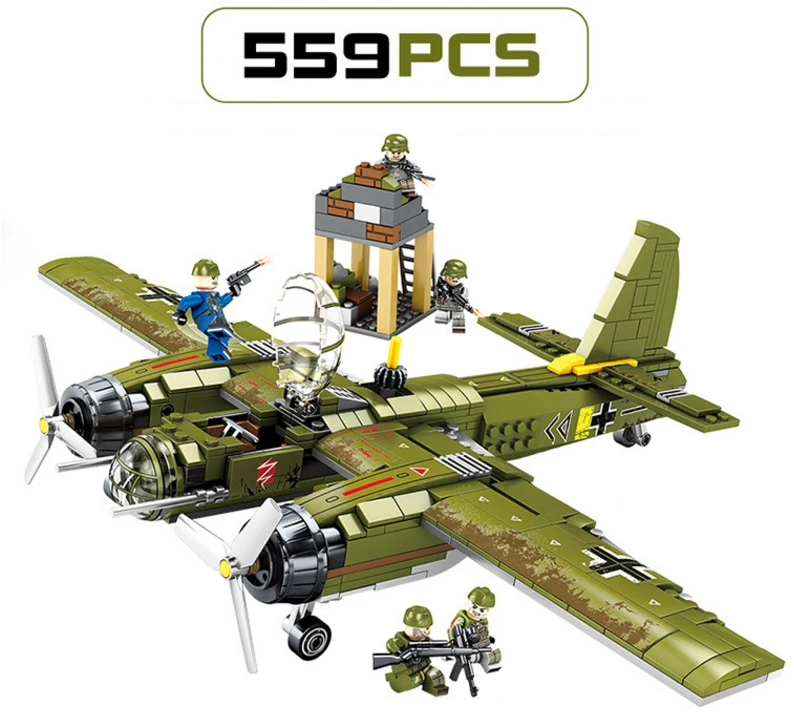Блоки sembo военный Ju-88 бомбежка самолет строительный блок WW2 вертолет армейское