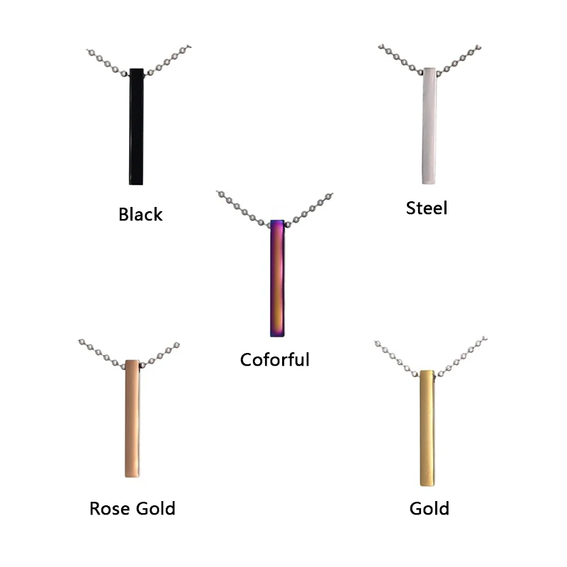 2019 Punk Hip Hop Black Silver Rose Gold Custom Square Long Stainless Steel Pendant Chain Necklace For Women Men Jewelry Gift | Украшения и