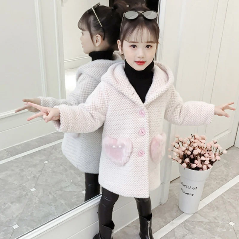 2019 Новые теплые зимние Тренч с капюшоном пальто для маленьких девочек детская