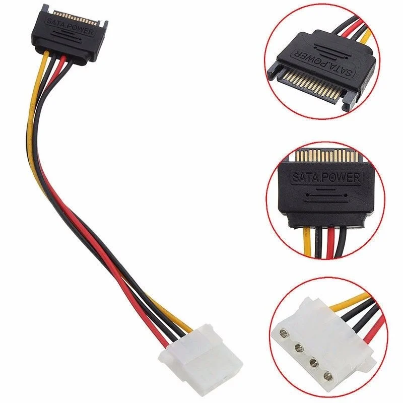 Кабель адаптера 15pin папа 4pin мама для IDE жесткого диска SATA шнур