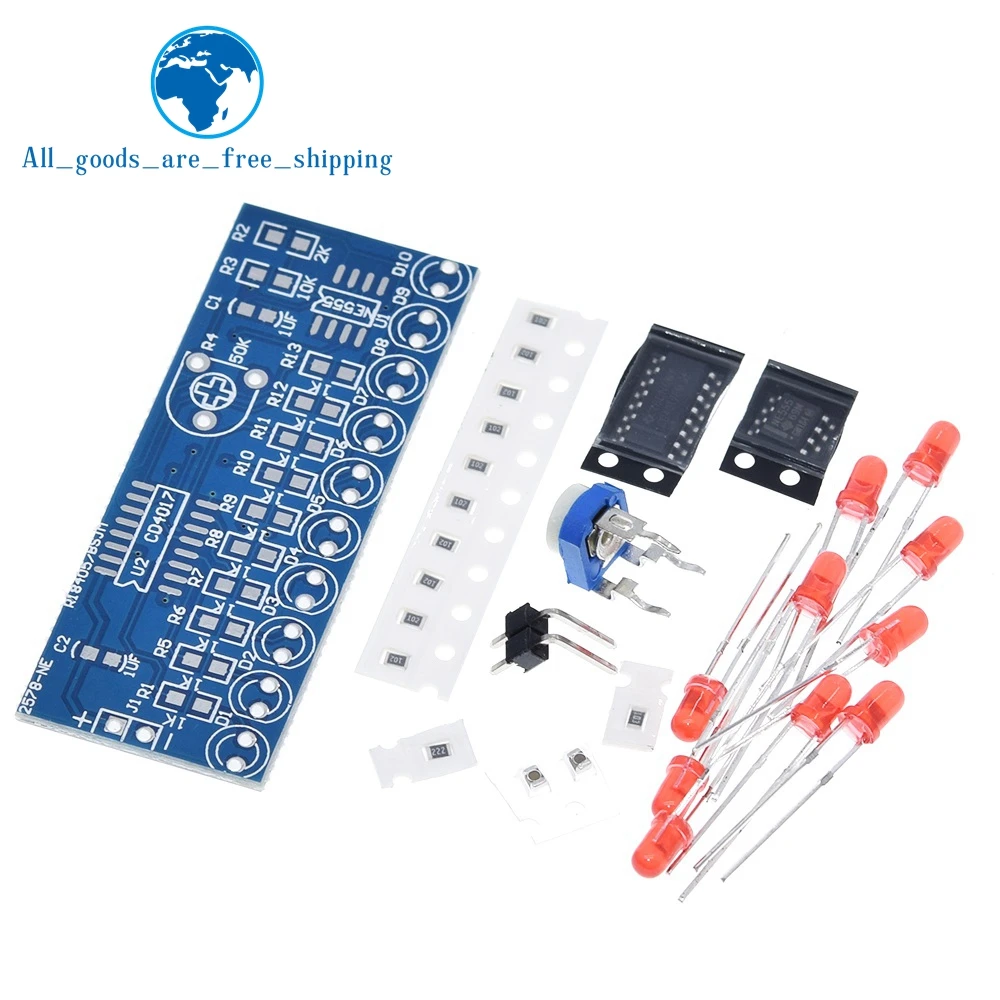 TZT NE555 + CD4017 бегущая светодиодсветильник электронный производственный комплект