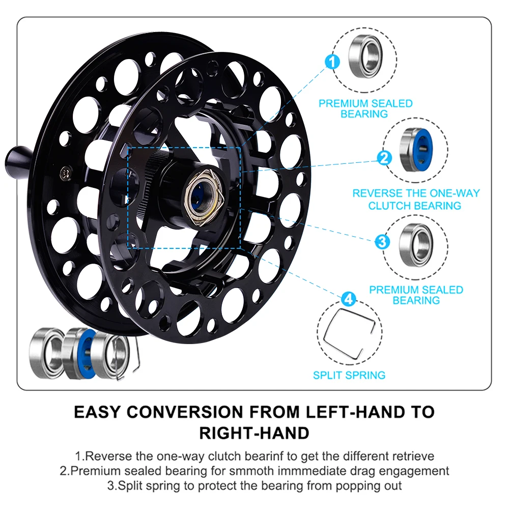 PROBEROS Катушка для рыбалки Fly Wheel 5/7 7/9 9/10 WT, обработанная на станке с ЧПУ из литого алюминия с большим арбором.