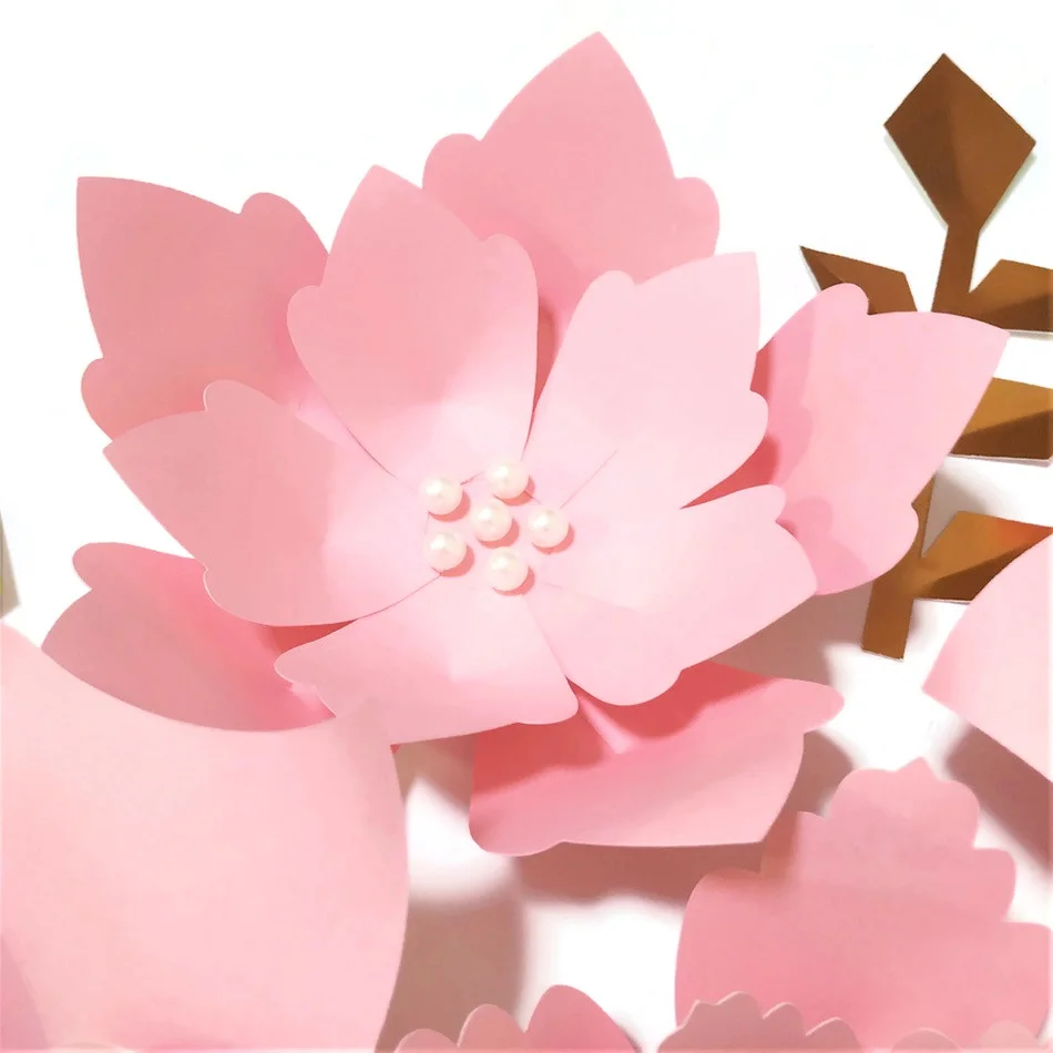 Ручной работы Розовые розы DIY бумажные цветы Золотые листья набор для вечерние