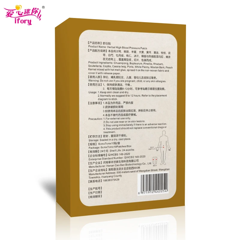 Ifory 10 шт = 1 коробка гипертония Патч китайский из трав медицинская наклейка