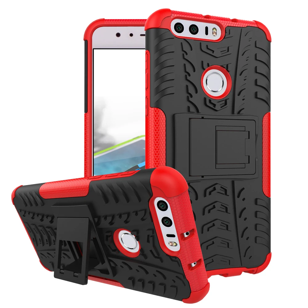 Fitted Case For Huawei Honor 8 Heavy Duty Armor Shockproof Hybrid Silicone Phone Back Cover Full | Мобильные телефоны и