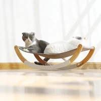 cat hammock pet bed solid wood cat bed 2 in 1 cradle and hammock cat hanging bed with durable wooden frame