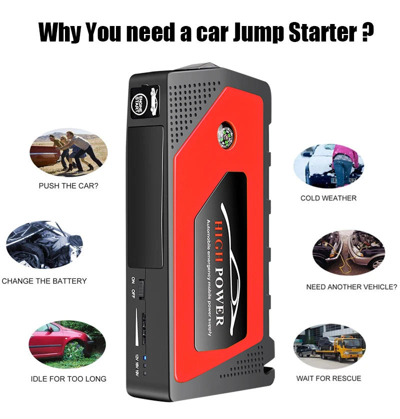 

Car Jump Starter 69800mAh 12V Car Jump Starter Portable USB Power Bank Battery Booster Clamp 600A Battery Charging Units