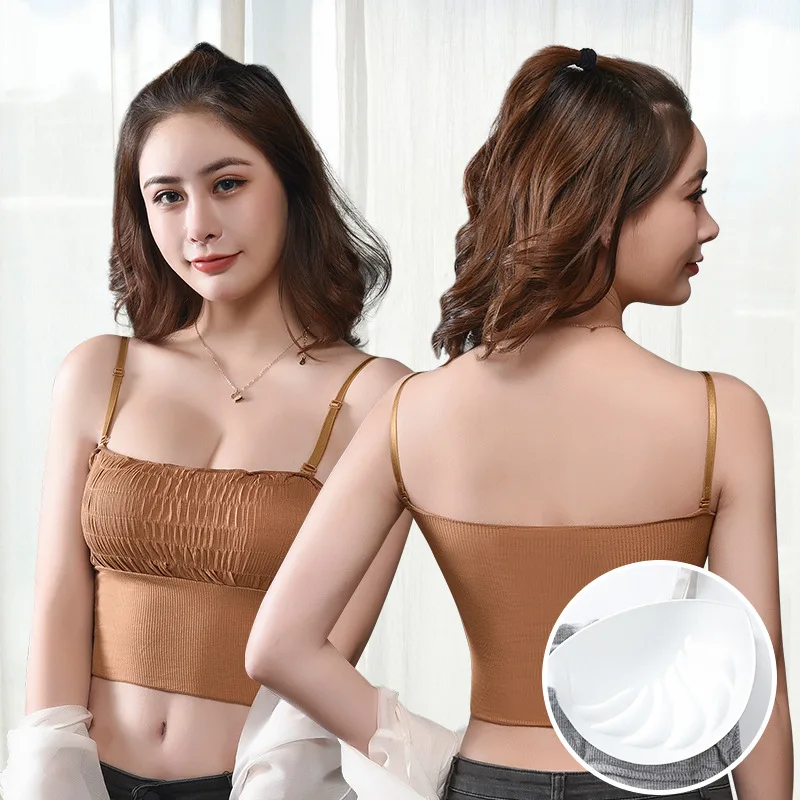 

Women Sexy Crop Top Tube Tops Summer Crop Tops Sexy Lingerie Seamless Underwear Padded Bustier Bandeau Wrapped Chest Underwear
