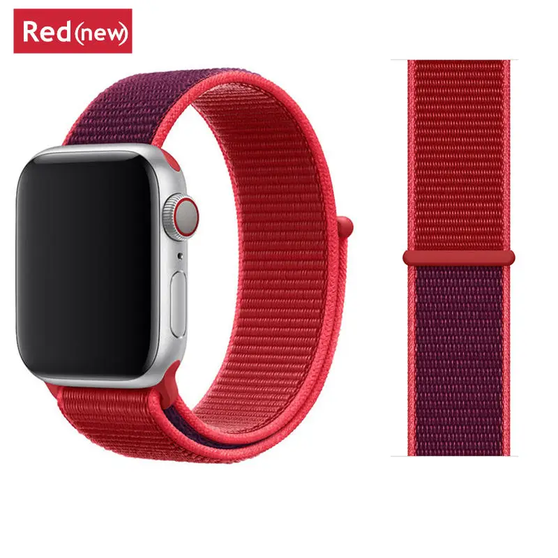 Нейлоновый ремешок для Apple watch 5 ремешок 44 мм 40 мм iWatch ремешок 42 мм 38 мм спортивный ремешок для часов Браслет Apple watch 4 3 2 1 38 40 44 мм - Цвет ремешка: Red NEW