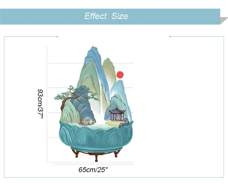 

Chinese Classical Landscape Wall Sticker Living Room Background Wall Decoration 3D Stereo Painting Wallpaper Decals Home Decor