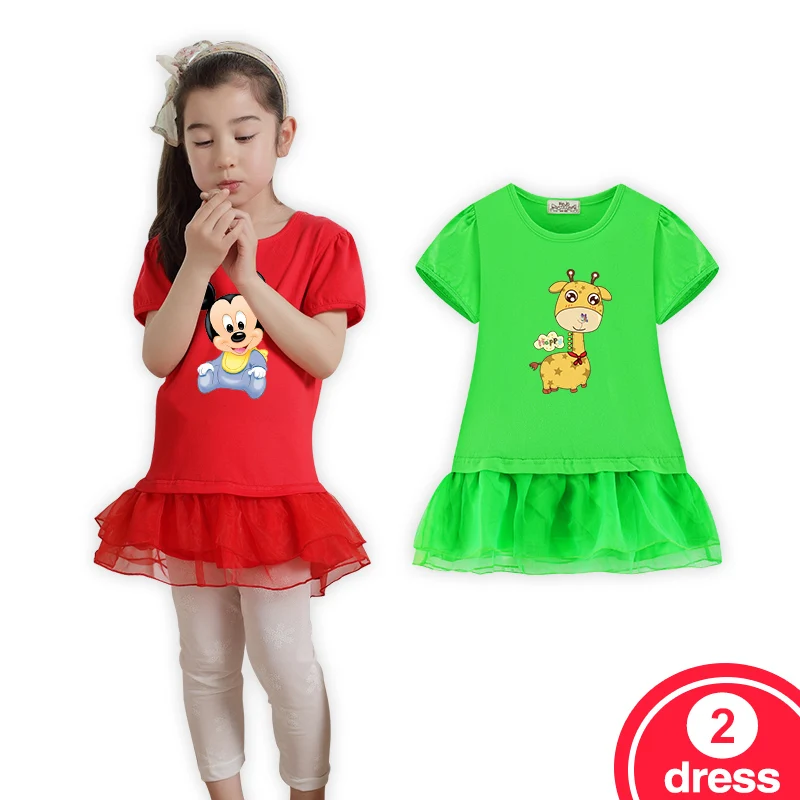 Футболки Платья для девочек детская одежда 5 лет хлопок короткий рукав дети панда