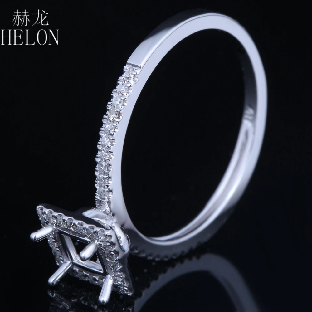 Хелон 4 мм Кушон / Принцесс Юморт Солид 14к Белое Золото Естественные Бриллианты Обручальное Кольцо для Женщин