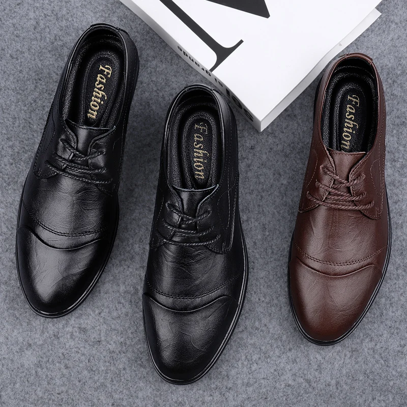 

Cow Leather Mens Designer Shoes Genuine Leather Oxfords Shoes Men lace-up Male Business Formal Dress Size 37-46 Men %