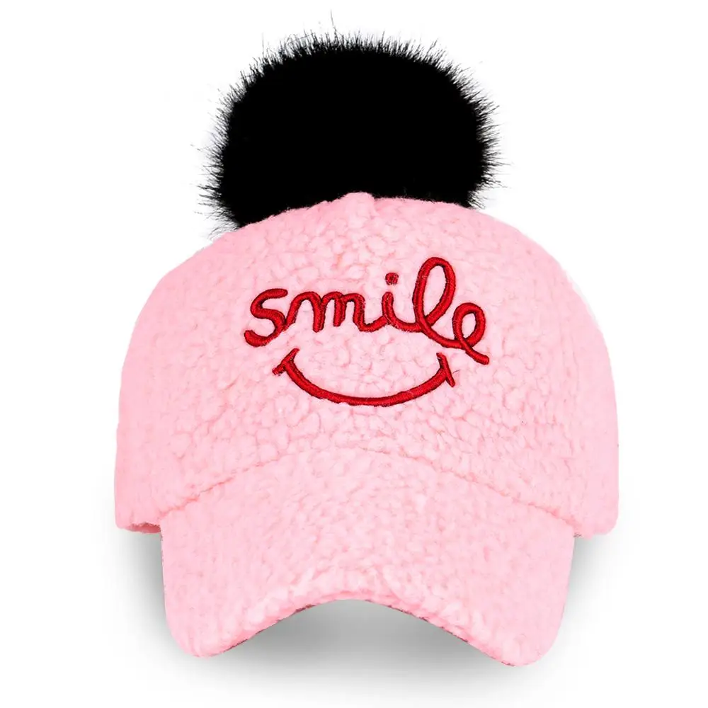 Детская зимняя детская бейсбольная кепка с помпоном вышитыми буквами и