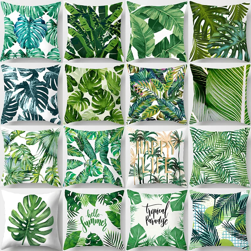 

43*43cm Tropical Plant Monstera Palm Cushion Cover For Wedding Decoration Pillow Case Soft Home Decoration Party DIY Accessories