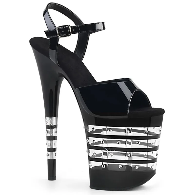 

Hot Sales 2020 Summer Style Sexy Women Sandals Patent Leather Buckle 20CM Thin High Heels Open Toed waterproof Party women shoes