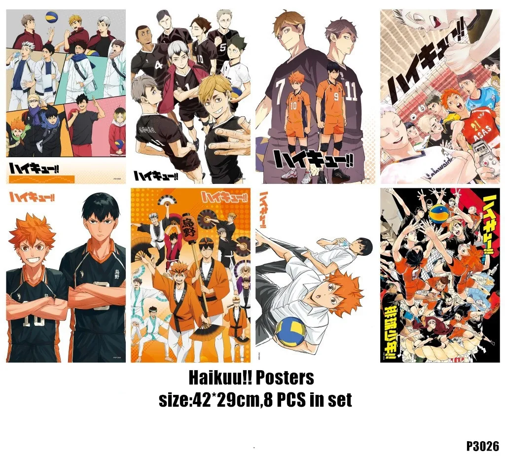 8 шт./лот Аниме Haikyuu! Плакат с тиснением плакат Haikyuu Shouyou Tobio Yuu Kenma Tooru комиксные
