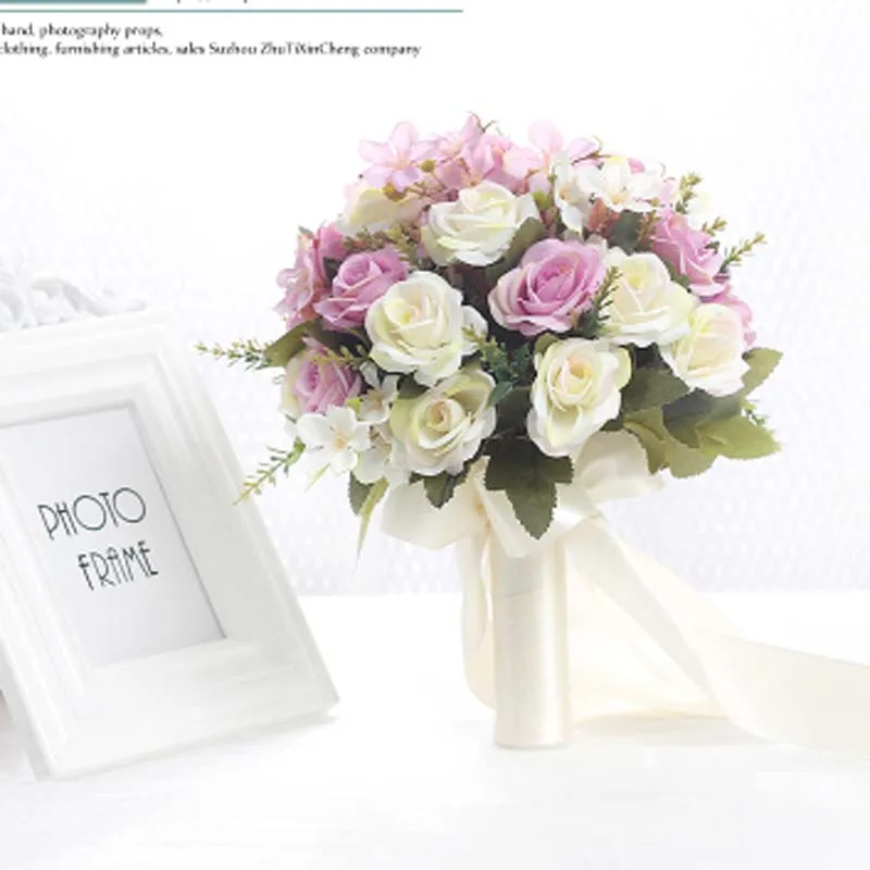 Свадебный букет ручной работы искусственный цветок роза свадебный свадебное