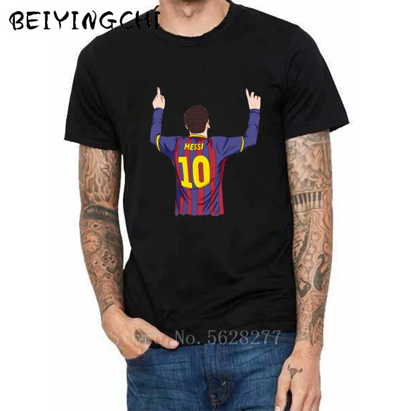 Месси 100% хлопок Барселона для мужчин футболка 10 номер Джерси вентиляторы рубашки
