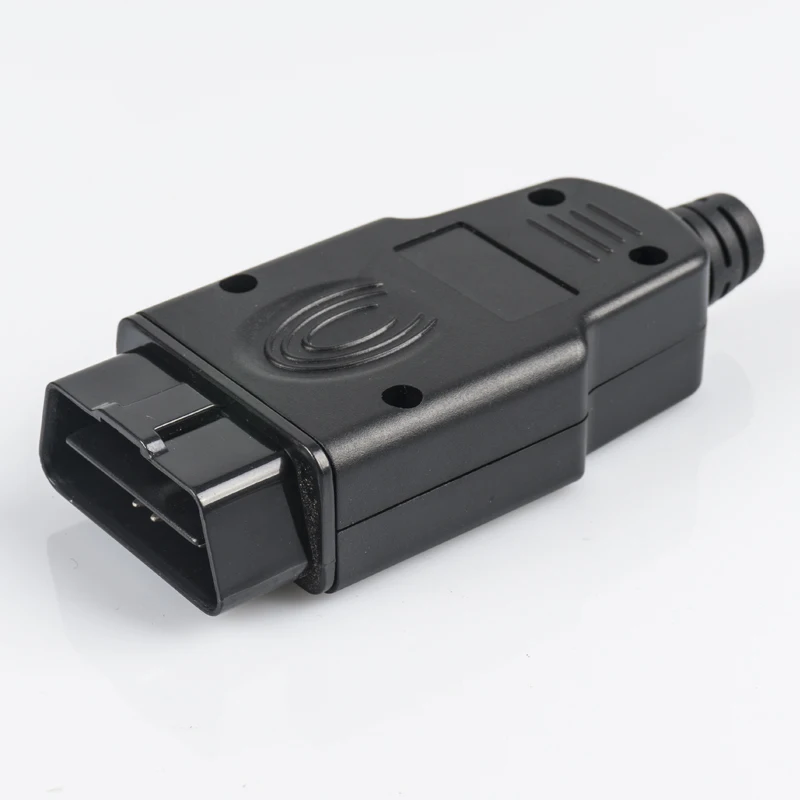 Черный разъем OBD2 J1962m штекер с корпусом и рельефным кабелем 16 контактный