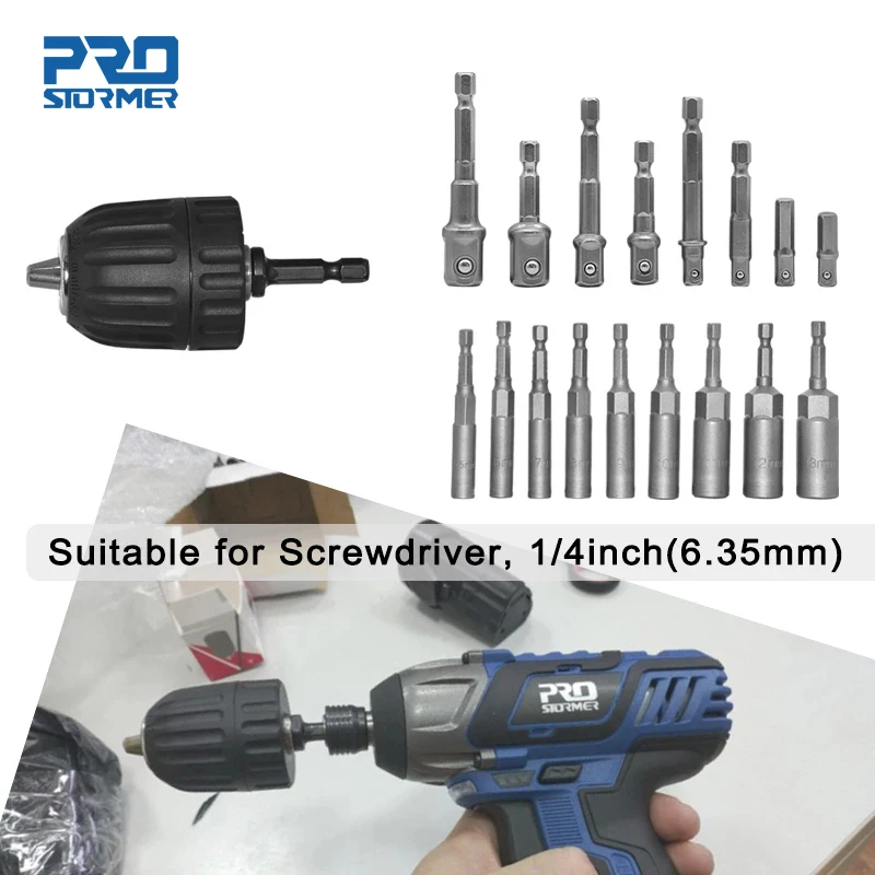 Шестигранный хвостовик для дрели PROSTORMER 1/4 дюйма на 3/8 дюйма|Аксессуары