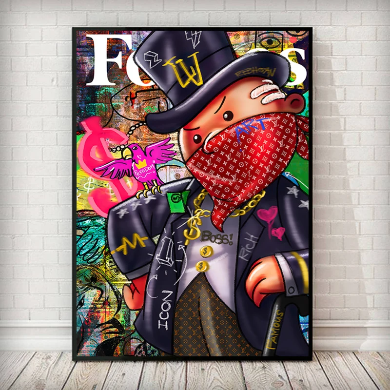 

Graffiti Artwork Monopoly Canvas Posters and Prints Rich Man Street Wall Art Painting Pictures for Living Room Home Decoration