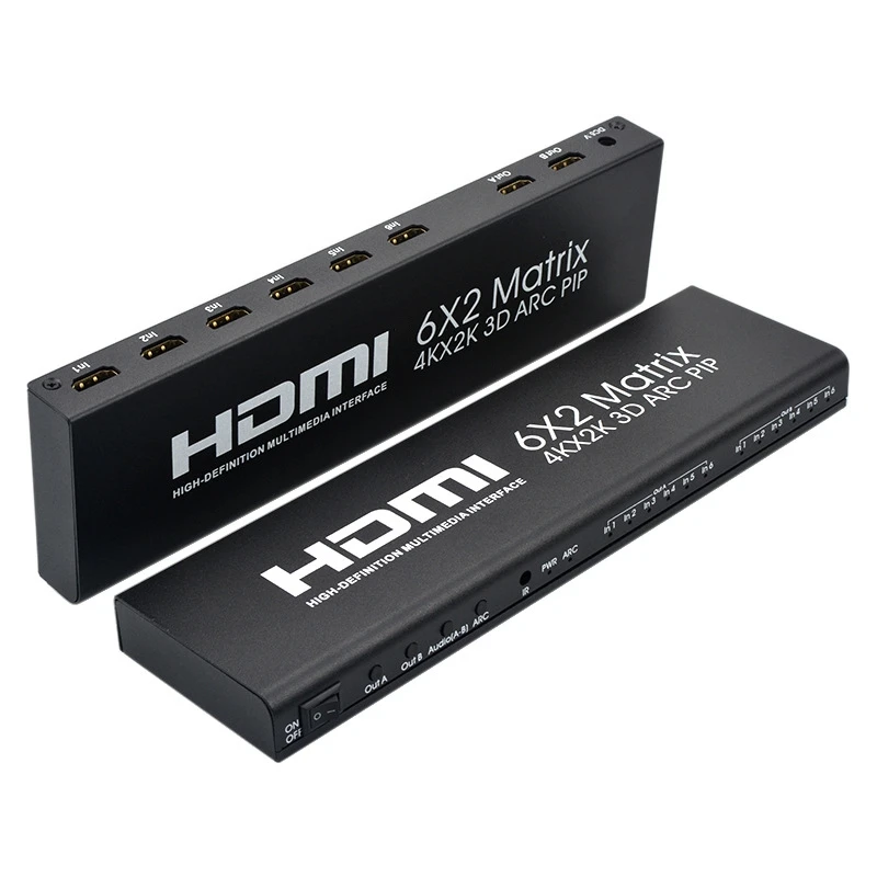 6X2 HDMI матрица Ultra 1080P HD 4K x 2K/30 Гц HDR дуговой переключатель Сплиттер оптический SPDIF 3 5