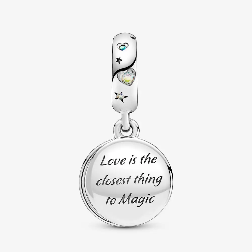 

2021 Spring 925 Sterling Silver Beaded Pendant Gold Disc Double Heart Pendant Fits Original Pandora Bracelet