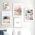 Плакаты и принты Морской Береговой береговой Амальфи в средиземноморском стиле, Скандинавская живопись на холсте, настенные картины для декора гостиной